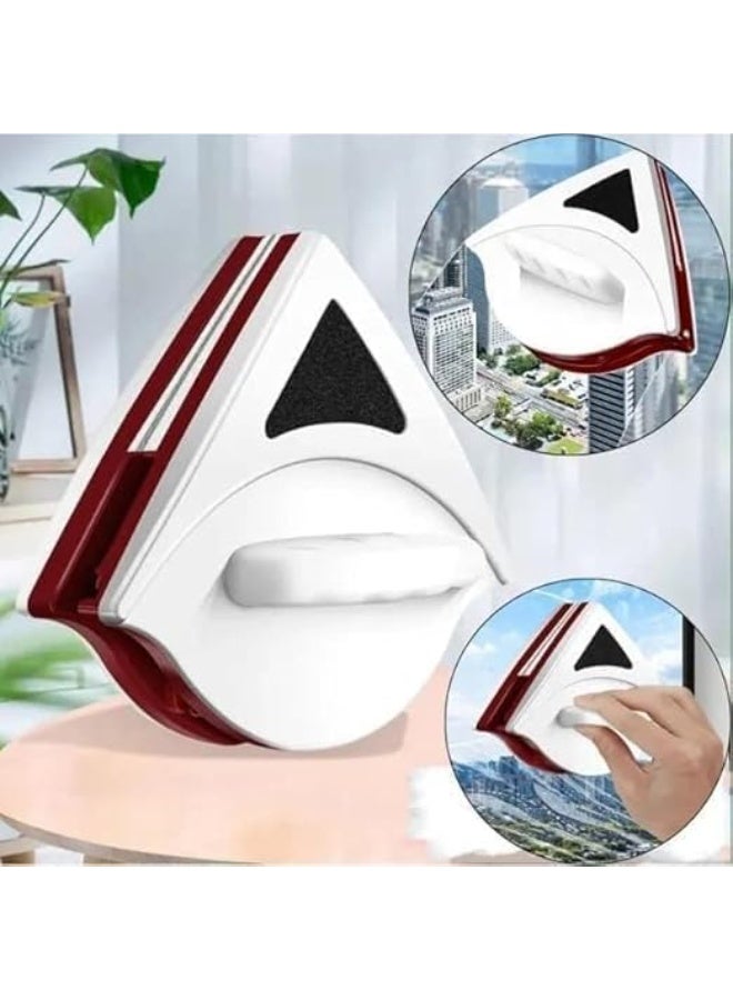 مساحة  زجاج مغناطيسية مزدوجة الجوانب لتنظيف النوافذ مع إسفنجة إضافية، أداة منزلية لتنظيف وتلميع الشبابيك المصقول والمزلق، مزودة بفرشاة تلميع بمقبض سهل التحكم للمباني المرتفعة والشبابيك المنزلقة - Image 2